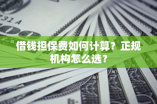 济南借钱担保费如何计算？正规机构怎么选？